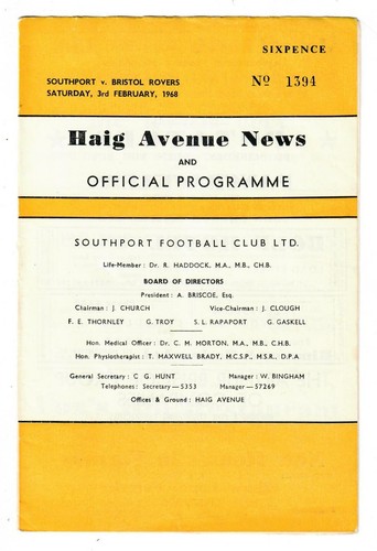 Southport 1967 home - southport, 1967-68