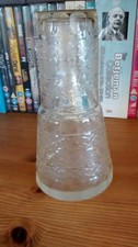 antique Vintage Tumble Up Bedside Carafe & Water Glass Set Etched  Design