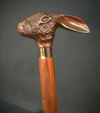 Victorian Antique Rabbit Head Handle Vintage Designer Wooden Walking Cane Sticks