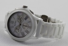 Alfex Men's Watch 5629 Chronograph White Ceramic Mother of Pearl Swiss Made 44mm