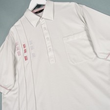 VTG Gabicci Polo Shirt Mens XXL White Pink Striped Bowling Casual Top Mods 80s