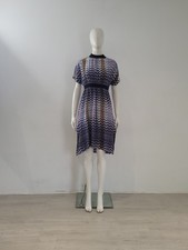 Ted Baker  (S) 'Sami' Midi-Dress UK 10 EU 38 Blue High Neck Geometric Print Work