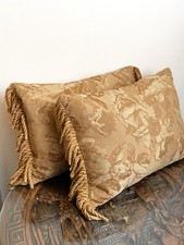 Vintage RARE Laura Ashley Cherub angel tapestry Brocade gold Cushions set 2