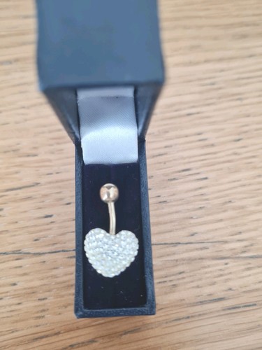 9ct gold heart pavé - gold, crystal