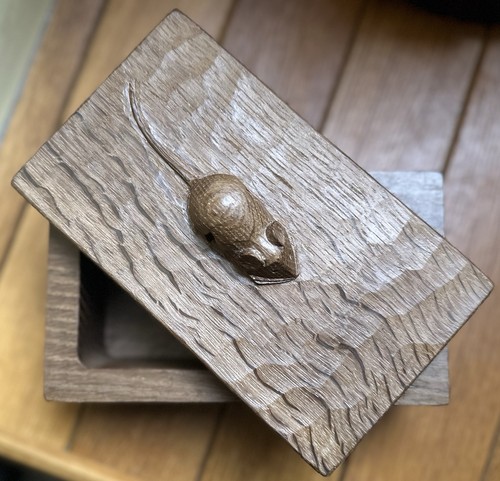 Mouseman oak trinket box - mouseman,