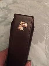 VINTAGE 50-60s Leatherette (?)Pen/Specs/cigar Case Holder, NORFOLK Terrier DOG