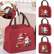 Christmas Insulated Lunch Bag Cool Bag Picnic Adult Kids Women Food Storage Red