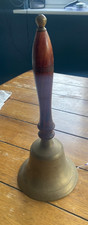 Vintage Retro Brass Bell With Wooden Handle School