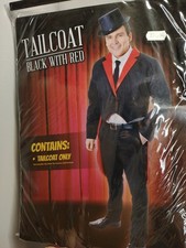 Mens Black & Red Tail Coat