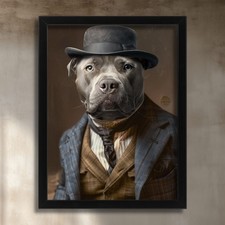 Gentleman Staffordshire Bull Terrier Portrait Vintage Dog Wall Art Staffy Print