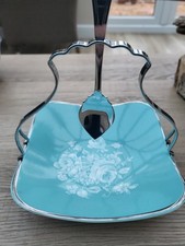 Midwinter Staffordshire  Jam Dish With Handle & Spoon Rose Floral Art Deco