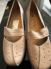 Pale Brown Ladies K  Shoes Wide Fit Size 6 Slight Wedge Heel With Support Strap