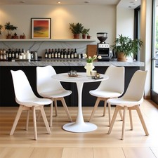 🔥New Set of 4 Tulip Dining Chairs Designer Chairs Wooden Home Office Kitchen