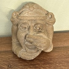 Vintage Hand Carved Monk Wall Hanging Sculpture Plaque Concrete 10 Cm By 10 Cm X