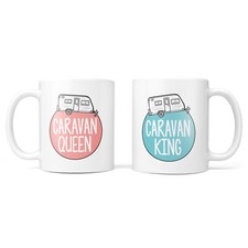 Caravan Mug Set For Him And Her - Caravan Queen & King