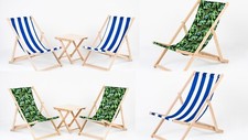 2 Wooden Deck Chairs deck chairs Folding Sun Lounger Garden Chair Beach Seaside 