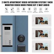 7inch Wired Video Door Entry Call Intercom with 3pcs Monitors for House/Flat NEW