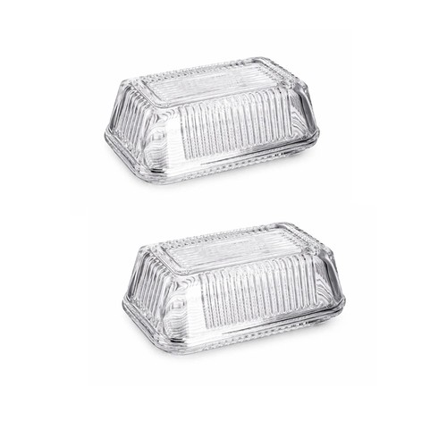 2pc glass butter dish with - butter, lid