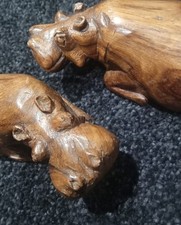 Hand Carved African Hippos
