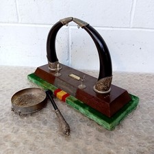 RARE OLD SILVER MOUNTED HORN