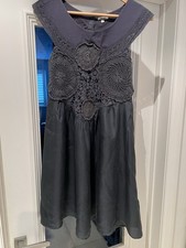 Noa Noa Grey Real Silk Tunic Dress With Crochet Yolk Size Xs