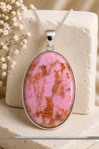 Natural pink opal gemstone - pink, 925