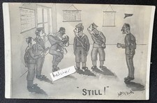 c1916 WW1 Gas Mask Drill Comic Postcard By Hedley