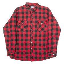Vintage GROUND FORCE Mens Lumberjack Jacket Red Flannel 90s Check L