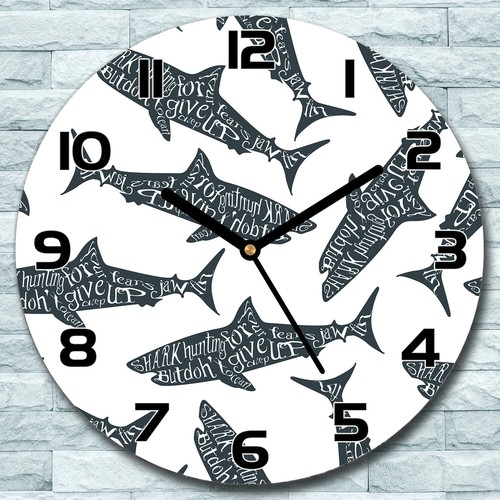 Glass wall clock typography - glass,