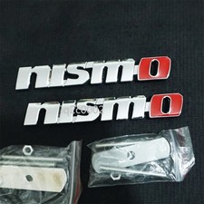 2x Silver Red Chrome Metal