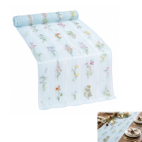Teal green gauze table runner - green,