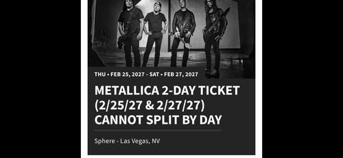 Metallica day concert ticket - 2-day,