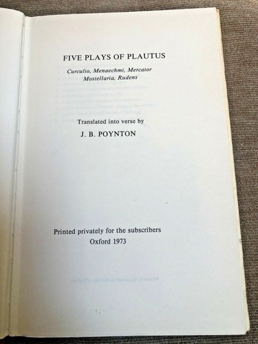 Five plays plautus by - five,