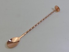 (RefJOH16) Long handled twisted teaspoon swizzle copper coloured metal kitchen
