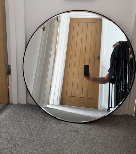 Dunelm black round mirror 80cm - dunelm,
