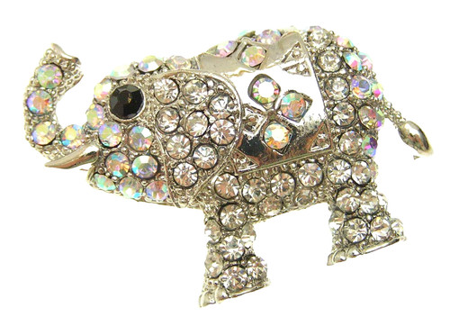 Elephant brooch silver tone - elephant,