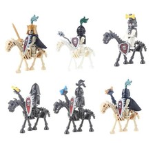 Castle Knights Army Custom Lego Mini Figure 6 Skeleton Soldier Horse Riders Toys