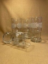 Set Of 4 Vintage Etched Laurel Wreath Glasses Tumblers