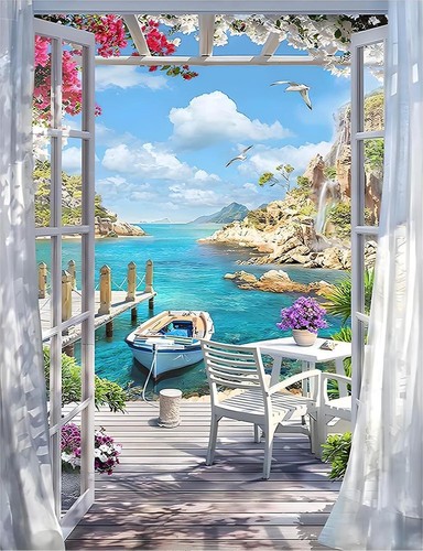 Diy landscape seaside boat - diy, 5d