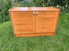 Vintage Schreiber mid century teak veneer record cassette storage cupboard 