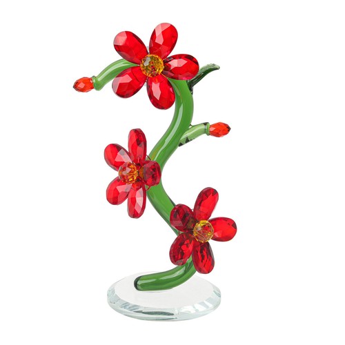 Red crystal three flowers - crystal,