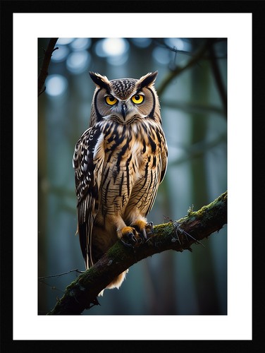 Intimate owl framed wall - owl, art