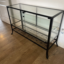 Ikea black display cabinet with glass doors
