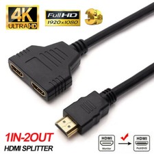 HDMI Splitter Adapter Cable 1 Input 2 Output for Office Monitor PC Laptop 1080p