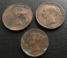 3x Queen Victoria Large Copper