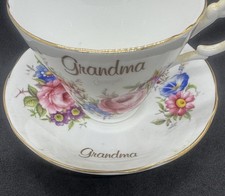 Vintage Argyle Bone China Tea Cup & Saucer ~ 'GRANDMA' ~ Grandmother Gift