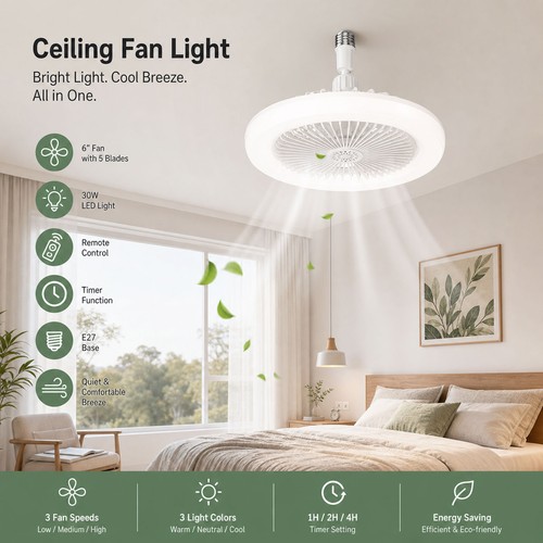 Led ceiling light fan 1 - fan, in