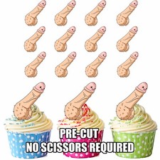 Funny Rude Realistic Willy Cake Toppers Precut Edible Wafer Party Decorations 