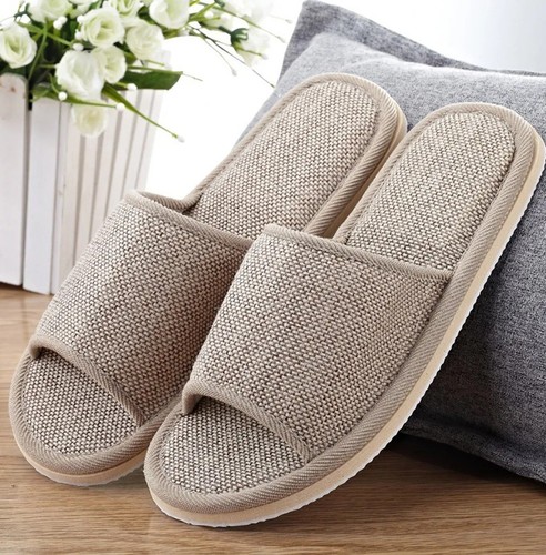 Linen slippers women men - women,