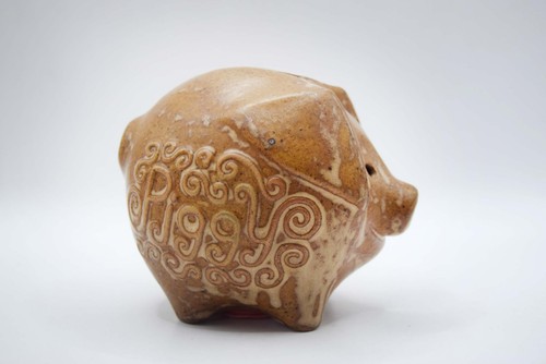 Stoneware piggy bank moss - stoneware,